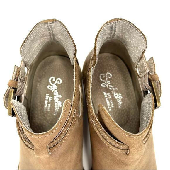 Seychelles Tourmaline Women Tan Moto/Biker Boot Size 6 Leather Block Heel Bootie - Picture 6 of 14